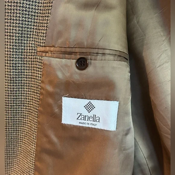 Zanella Men's Blazer in Brown and Black Check, BIG & TALL Sports Coat - Picture 3 of 12